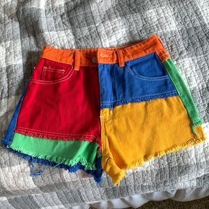 Shein block colored shorts